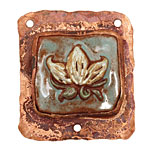 Gaea Copper Frame Ceramic Lotus 3-Hole Pendant 39x44mm