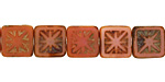Czech Glass Rose Picasso Flower Window Square 10mm