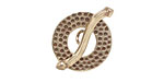 Saki White Bronze Textured Toggle Clasp 19mm, 25mm bar