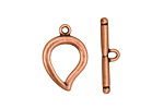 Antique Copper (plated) Simple Teardrop Toggle Clasp 22x15mm, 24mm bar