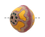 Hand Painted Buttercup Leather Round Bead 27-29mm