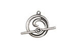 Antique Silver (plated) Simple Spiral Toggle Clasp 18x16mm, 24mm bar