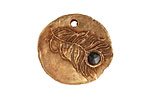 Green Girl Bronze Feather (w/ Sapphire) Pendant 25-26mm