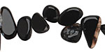 Black Agate Flat Polished Pebble Drop 6-13x9-16mm
