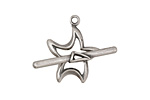 Antique Silver (plated) Stylized Star Toggle Clasp 24x20mm, 29mm