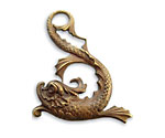 Vintaj Natural Brass Asian Marine Dolphin Pendant 31x44mm