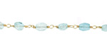 Aquamarine Faceted Flat Oval Gold (plated) Bead Chain