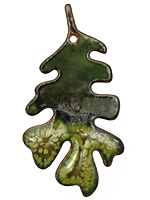 C-Koop Enameled Metal Leaf Green Large Oak Leaf 33x63mm