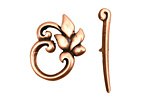 Antique Copper (plated) Ivy Leaf Toggle Clasp 22x19mm, 29mm bar