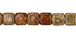Czech Glass Opaque Beige Picasso Square 9mm