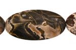 Red Silver Leaf Flat Oval 40x20mm