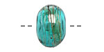 A Beaded Gift Teal Luxe Glass Rondelle (hollow) 13-15x19-23mm
