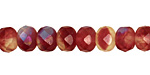 Czech Glass Raspberry Shimmer Fire Polished Rondelle 6x9mm
