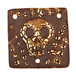 Earthenwood Studio Ceramic Crackle Skully Square Connector 40mm