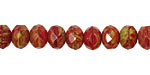 Czech Glass Pimento Olive Fire Polished Rondelle 6x9mm