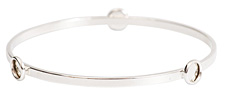 Nunn Design Sterling Silver (plated) Large Flat Bangle Bracelet w/ Bezels 70mm