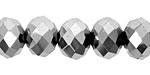 Metallic Silver Crystal Faceted Rondelle 14mm