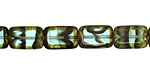 Czech Glass Teal Tortoise Picasso Rectangle 12x8mm