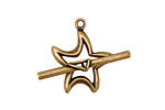Antique Brass (plated) Stylized Star Toggle Clasp 24x20mm, 29mm