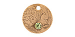 Nunn Design Antique Gold (plated) Decorative Small Circle Tag w/ Peridot Crystal 20mm