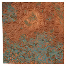 Lillypilly Azul Groovy Circles Embossed Patina Copper Sheet 3"x3", 36 gauge
