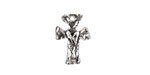Rustic Charms Sterling Silver Little Rounded Cross w/ Heart Charm 12x17mm