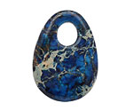Midnight Blue Impression Jasper Flat Oval Pendant 25x35mm