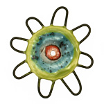 Jangles Ceramic Chartreuse, Turquoise, Red Pinwheel 43-49mm