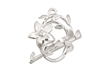 Silver (plated) Flower & Vine Toggle Clasp 27x23mm, 28mm bar
