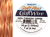 Soft Flex Non-Tarnish Copper Craft Wire 18 gauge, 7 yards