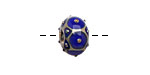 Grace Lampwork Cobalt w/ Metal Dots Rondelle 9x14mm