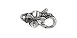 Antique Silver (plated) Floral Lobster Clasp 25x14mm