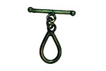 Missficklemedia Patinated Laurel Green Oval Toggle Clasp 20x11mm, 24mm bar