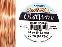 Soft Flex Bare Copper Craft Wire 24 gauge, 20 yards