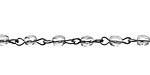 Czech Fire Polished Black Diamond Faceted Oval Silver (plated) Bead Chain