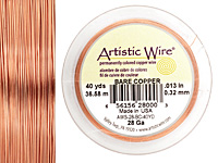 Artistic Wire Bare Copper 28 gauge, 40 yards