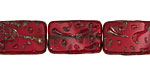 Czech Glass Merlot Groovy Rectangle 18x12mm