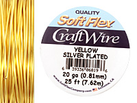 Soft Flex Silver Plated Yellow Craft Wire 20 gauge, 25 ft