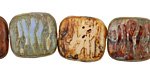 Czech Glass Earth Mix Wavy Square 15mm