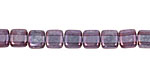 Czech Glass Luster Transparent Amethyst 2-Hole Tile 6mm