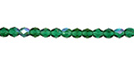 Czech Fire Polished Glass Green Emerald AB Round 4mm