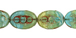 Czech Glass Peruvian Opal Dotted Window Oval 18x13mm
