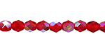 Czech Fire Polished Glass Ruby AB Round 6mm