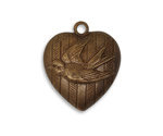 Vintaj Natural Brass Love Bird Heart Pendant 24x36mm
