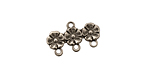 Stampt Antique Pewter (plated) African Violets Row 3 Ring Connector 19x11mm