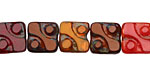 Czech Glass Scarlet Lake Dotted Square 10mm