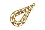 Stampt Antique Gold (plated) Dragonflies & Diamonds Filigree Drop 18x35mm