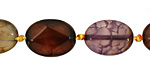 Rainbow Snakeskin Agate Faceted Flat Oval 16x12mm