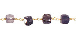 Iolite Faceted Cube Gold (plated) Bead Chain