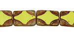 Czech Glass Chartreuse Picasso Table Cut Rectangle 15x11mm